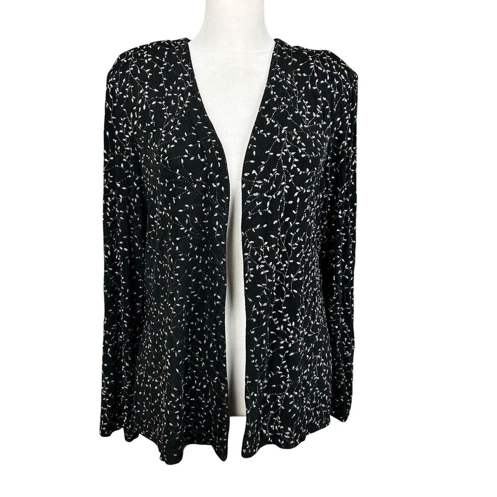 Ronni Nicole by Ouid Black Silver Glitter Open Evening Long Sleeve Jacket Sz M